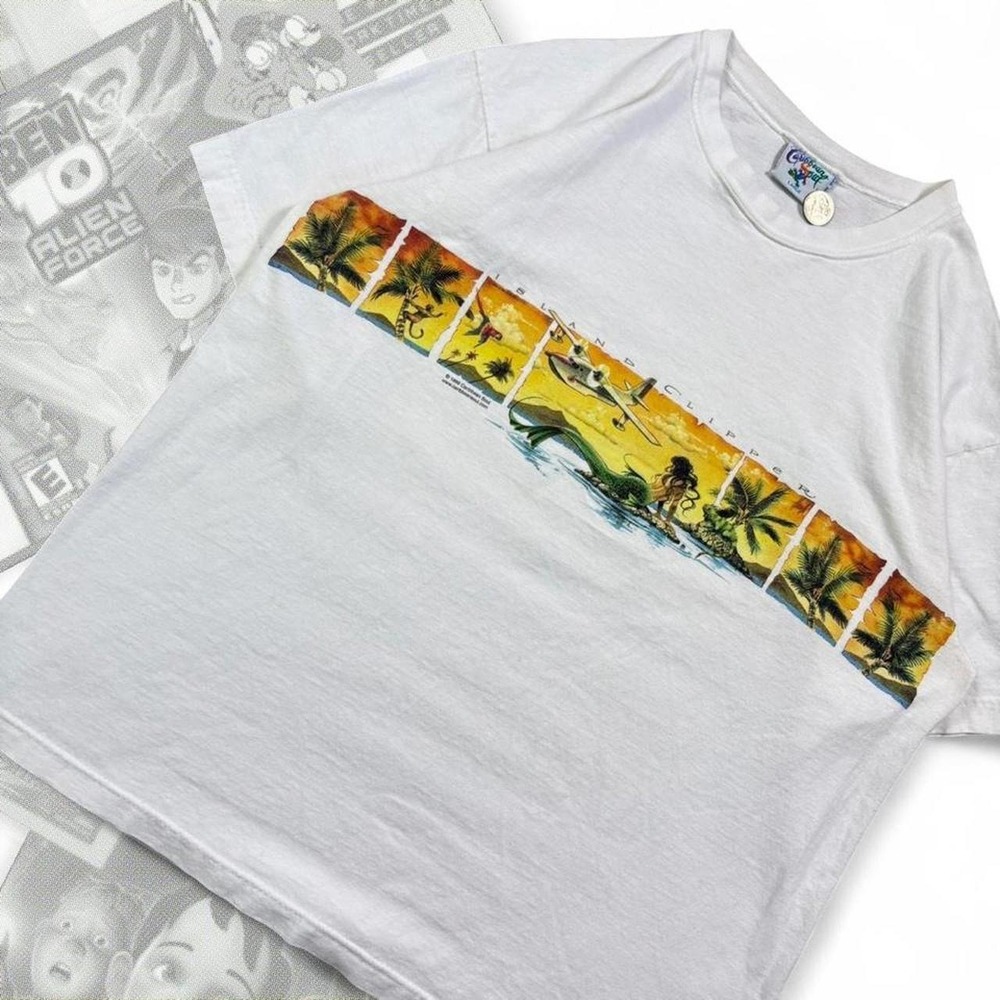 Vintage Caribbean Soul Island Clipper Graphic Tee White 90s Large